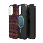 Phone Case — Geometric Tribal Pattern Magnetic Impact-Resistant Case, Fractyl impact resistant iphone 16 pro case shown in a floating studio composition with impact-resistant styling.