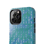 Tough Phone Case — Blue-Green Geometric Watercolor Pattern, shockproof iphone 17 pro case camera module opening