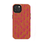 Tough Phone Case — Vibrant Tropical Herringbone Pattern, impact resistant iphone 17 case with dual camera cutout