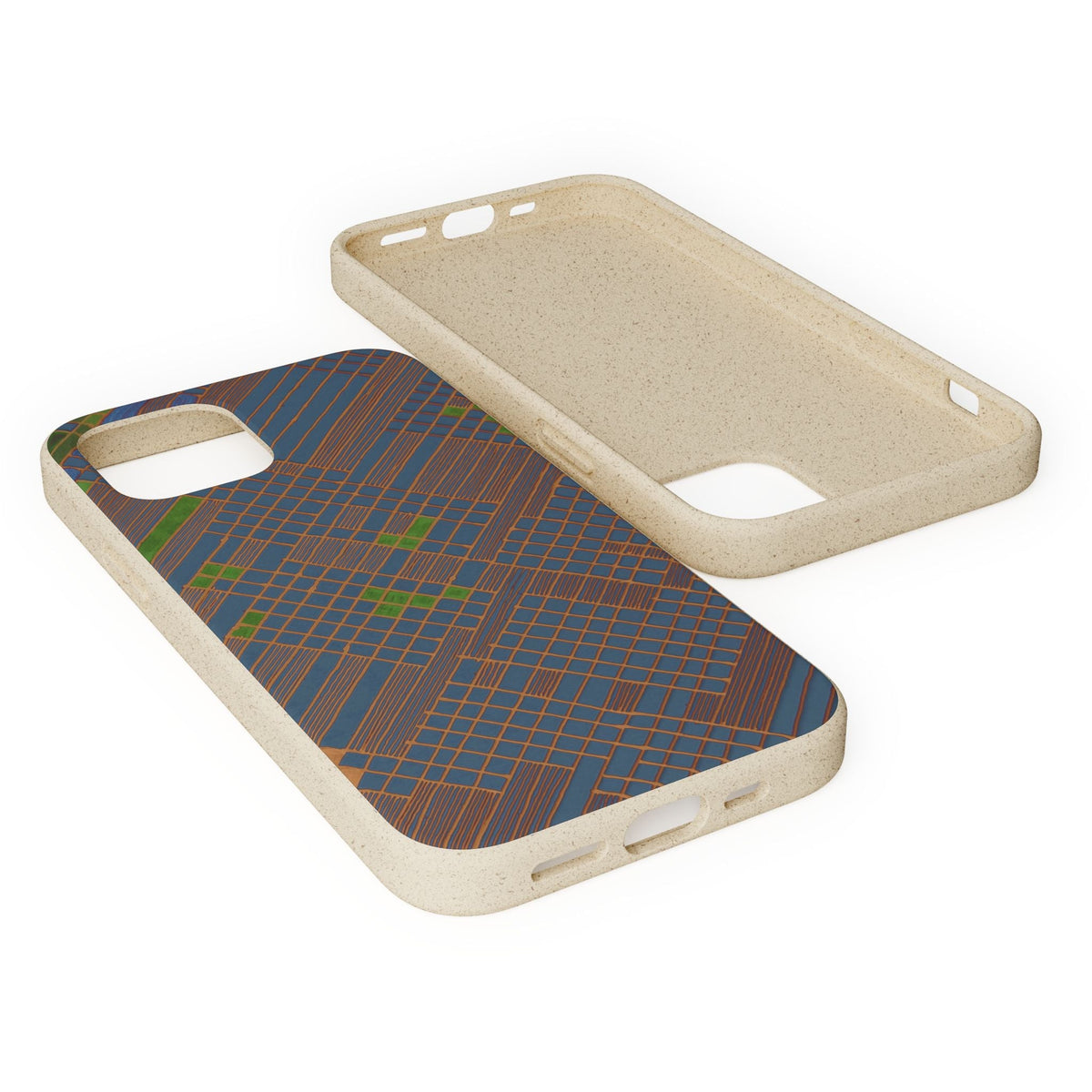 Biodegradable Phone Case — Earthy Geometric Plaid Eco-Friendly Cover, eco friendly phone case product image