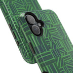 Green Dual Layer iPhone 17 Pro Phone Case, Geometric MagSafe 2-Layer Impact Protection