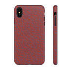 Red Pebble Texture Tough Phone Case — Rugged Shockproof iPhone Cover, wireless charging iphone 17 promax case with edge-to-edge red pebble print