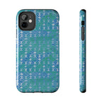 Tough Phone Case — Blue-Green Geometric Watercolor Pattern, shockproof iphone 17 pro case back and side view