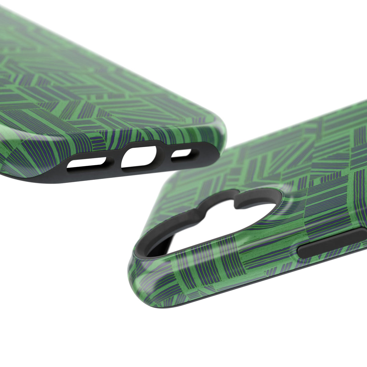 Green Dual Layer iPhone 17 Pro Phone Case, Geometric MagSafe 2-Layer Impact Protection