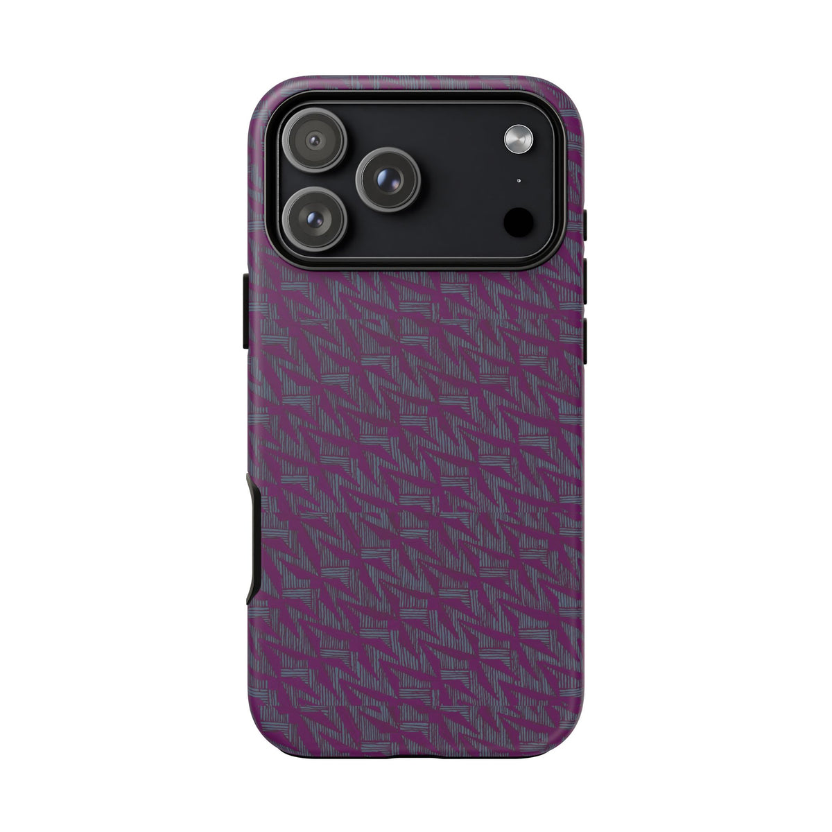 Purple Geometric Tough Phone Case — Protective Slim Phone Cover, rear view with camera cutout, shockproof iphone 17 pro cover
