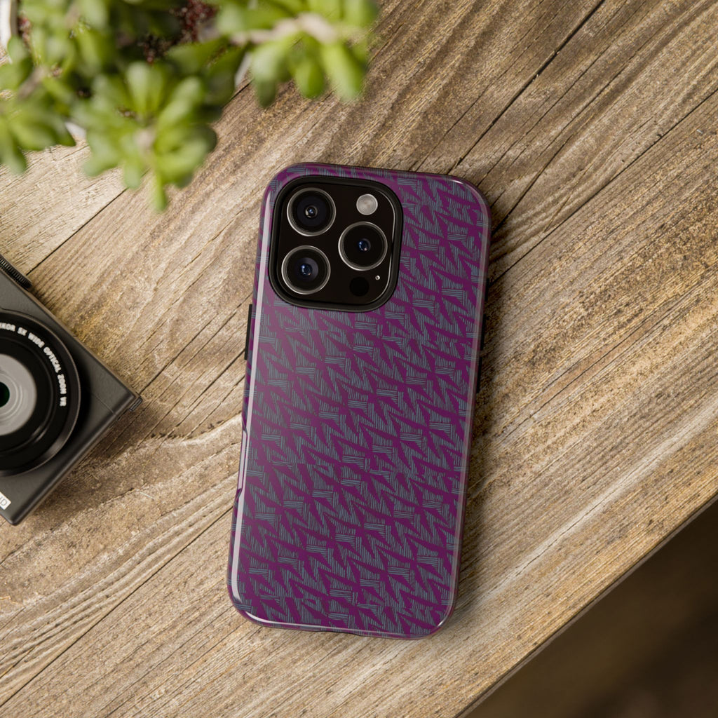 Shockproof Iphone 17 Pro Cover, Purple Geometric Dual-Layer TPU Case, UV-Protected