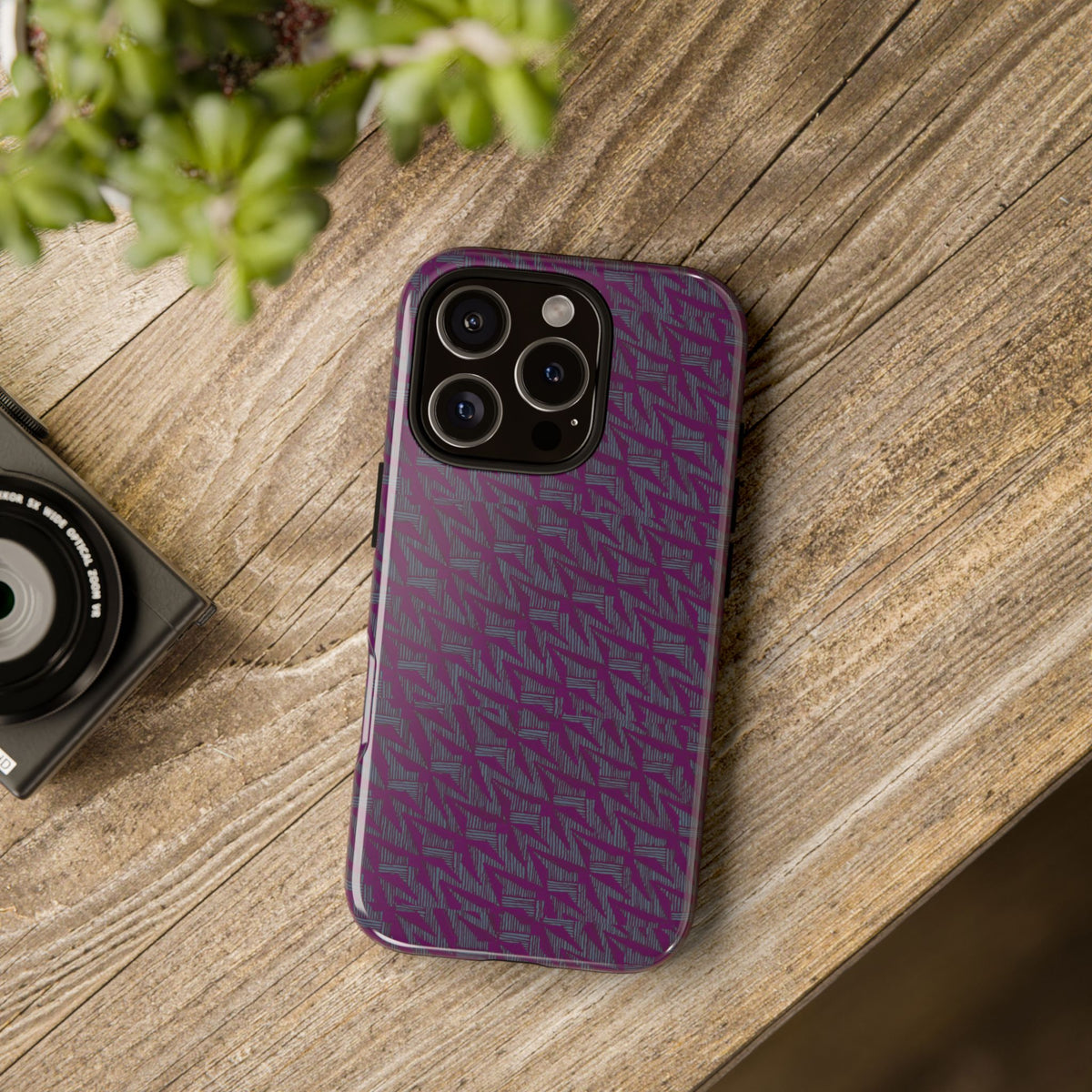 Shockproof Iphone 17 Pro Cover, Purple Geometric Dual-Layer TPU Case, UV-Protected