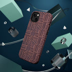 MagSafe Impact Resistant Phone Case - Geometric Brown Pattern, Dual-Layer Protection, three-quarter product display; impact resistant iphone 17 pro max case