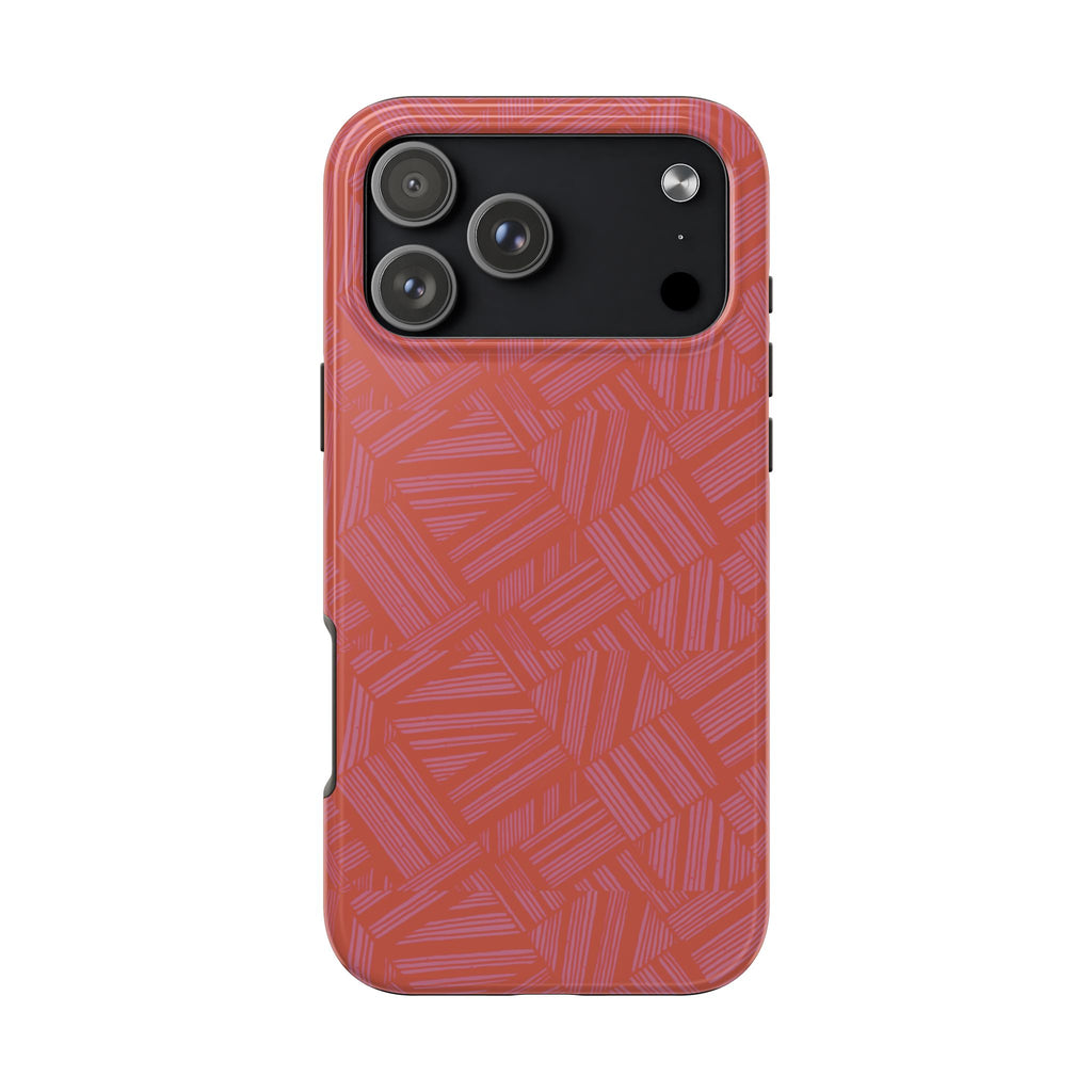 Tough Phone Case — Geometric Coral Pattern Protective Cover, shockproof iphone 18 pro case with triple-lens camera compatibility