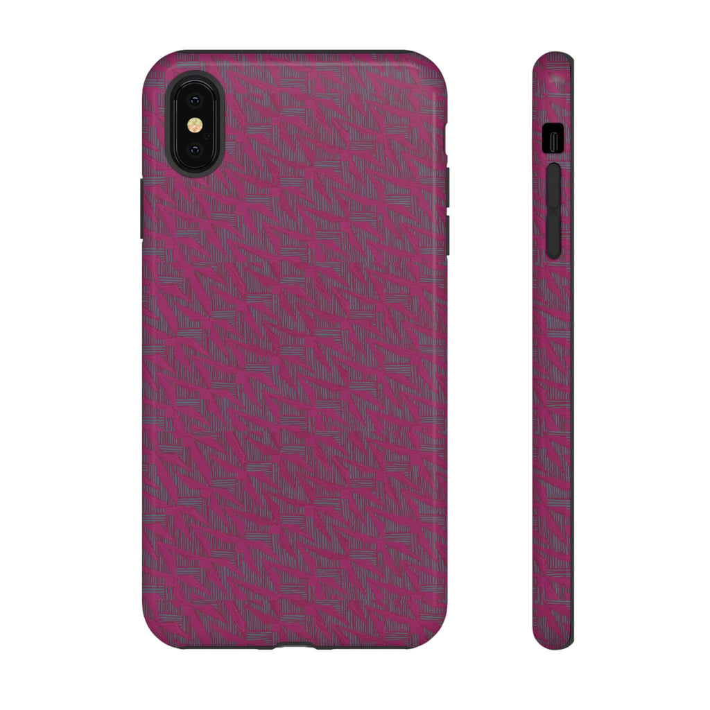 Pink Textured Tough Phone Case — Protective Slim iPhone Cover, durable wireless charging case