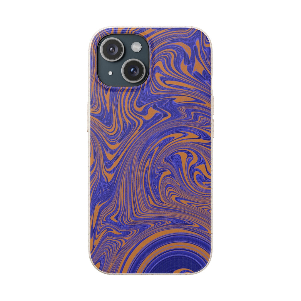Biodegradable Marble Swirl Phone Case — Purple & Orange Eco-Friendly Protective Cover with accessible phone controls; protective biodegradable case _CASETiFY5 alternative.