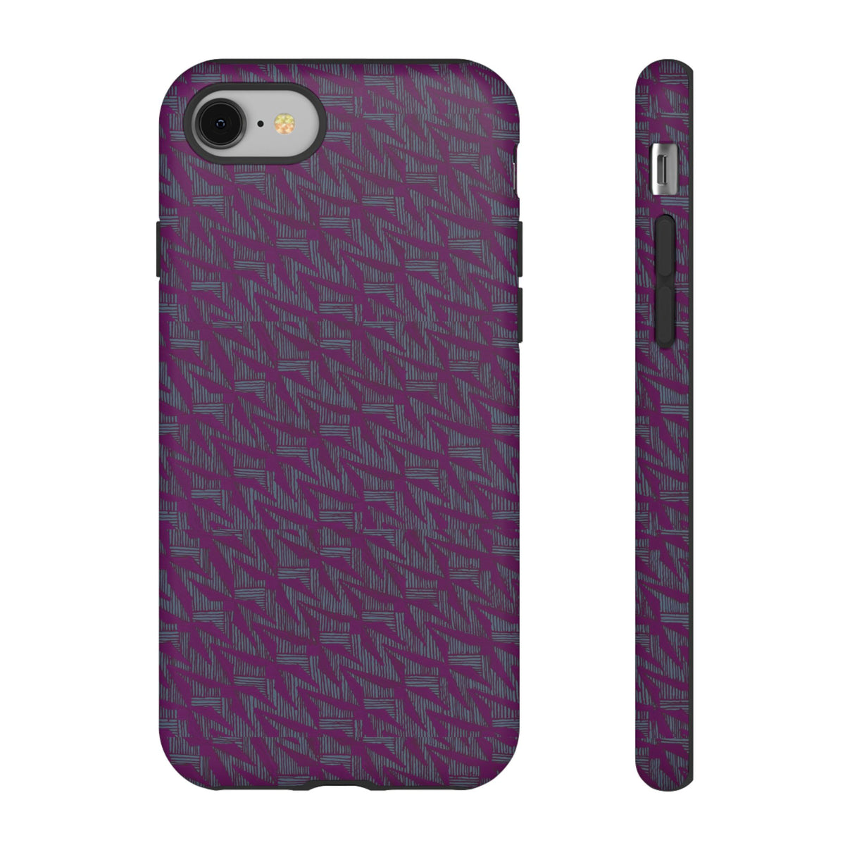 Purple Geometric Tough Phone Case — Protective Slim Phone Cover, full back and side profile, shockproof iphone 17 pro cover