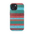 Striped Teal & Coral Magnetic Impact Phone Case colorful full-wrap design, Fractyl magsafe compatible iphone 18 pro max case