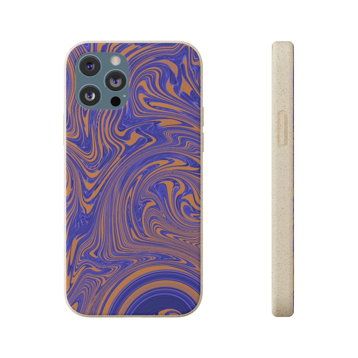 Biodegradable Marble Swirl Phone Case — Purple & Orange Eco-Friendly Protective Cover with precise camera openings; protective biodegradable case _CASETiFY5 alternative.