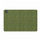 Green Botanical Pattern Tablet Folio Case, a vegan leather tablet case with vivid moss-green leaf pattern and precise camera opening