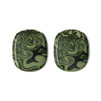 Artful AirPods Max Case — Olive Green Marble Swirl, Lightweight & Scratch-Resistant Design displayed as a matching pair of protective headphone ear cup covers. Apple airpods max 2ccase with eye-catching olive green marble swirl pattern.