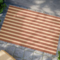 Striped Coir Doormat — Rustic Red & Natural Welcome Mat