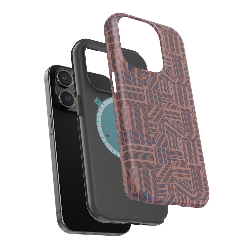Impact Resistant Iphone 17 Pro Max Case - MagSafe Dual-Layer Geometric Brown Design