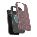 Impact Resistant Iphone 17 Pro Max Case - MagSafe Dual-Layer Geometric Brown Design