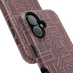 Impact Resistant Iphone 17 Pro Max Case - MagSafe Dual-Layer Geometric Brown Design
