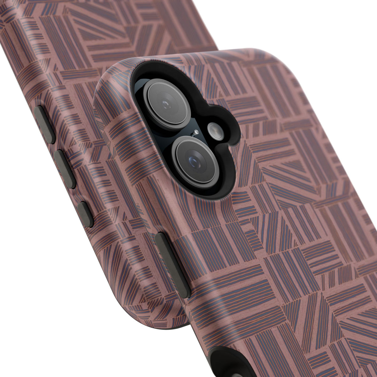 Impact Resistant Iphone 17 Pro Max Case - MagSafe Dual-Layer Geometric Brown Design