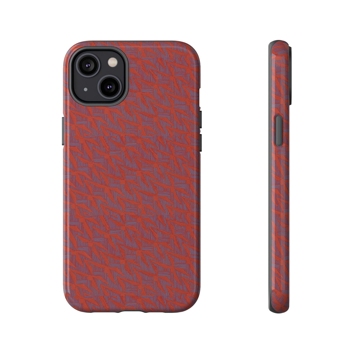 Red Pebble Texture Tough Phone Case — Rugged Shockproof iPhone Cover, wireless charging iphone 17 promax case with triple-camera module opening