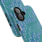 Tough Phone Case — Blue-Green Geometric Watercolor Pattern, shockproof iphone 17 pro case separated case assembly view