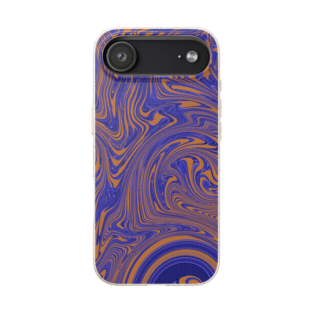 Biodegradable Marble Swirl Phone Case — Purple & Orange Eco-Friendly Protective Cover with an elongated camera cutout; protective biodegradable case _CASETiFY5 alternative.