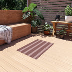 Striped Outdoor Rug — Durable Patio Mat in Rose & Slate