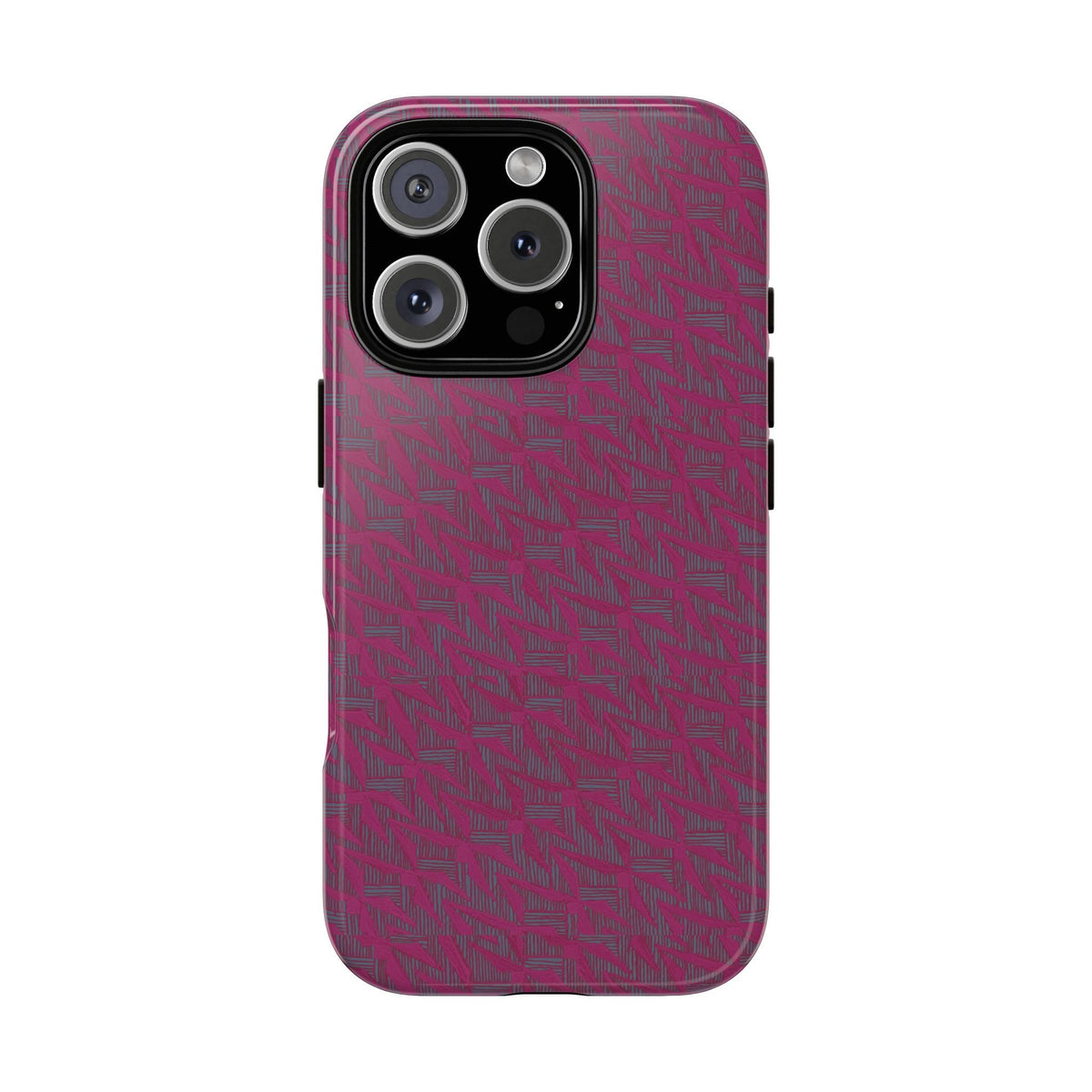 Pink Textured Tough Phone Case — Protective Slim iPhone Cover, durable wireless charging case