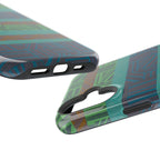Geometric Green Wireless Charging iPhone 16 Pro Max Case - Impact-Resistant Dual-Layer