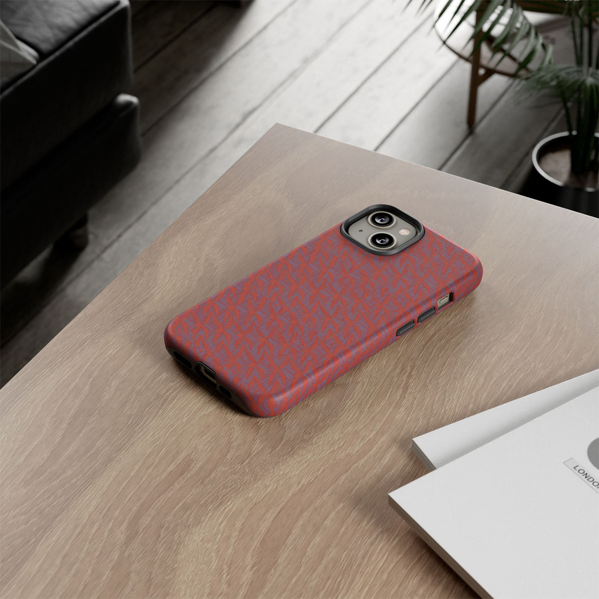 Wireless Charging iPhone 17 ProMax Case – Rugged Red Pebble Texture Shockproof Cover