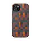 Impact-Resistant Phone Case — Retro Checkerboard Pattern, Fractyl wireless charging iphone 18 pro case with detailed painterly squares and secure edge coverage.
