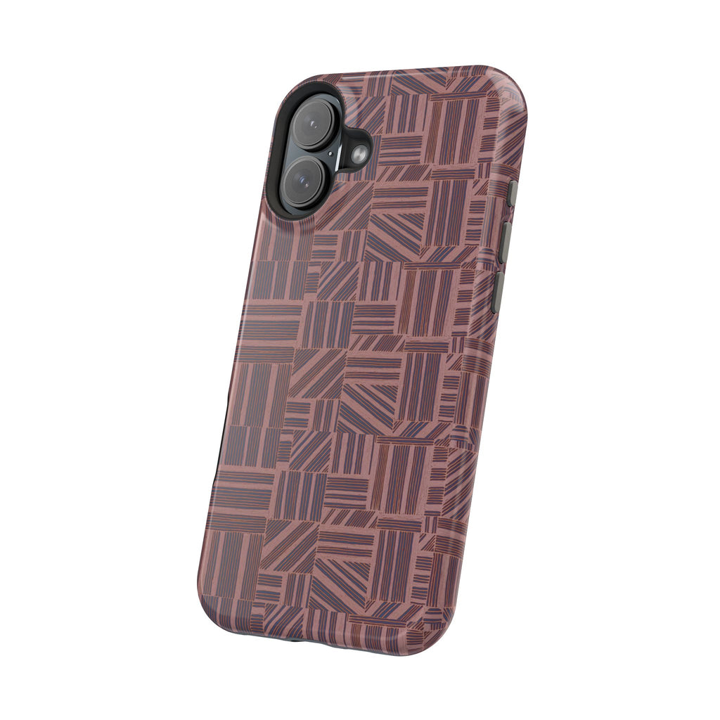 Impact Resistant Iphone 17 Pro Max Case - MagSafe Dual-Layer Geometric Brown Design