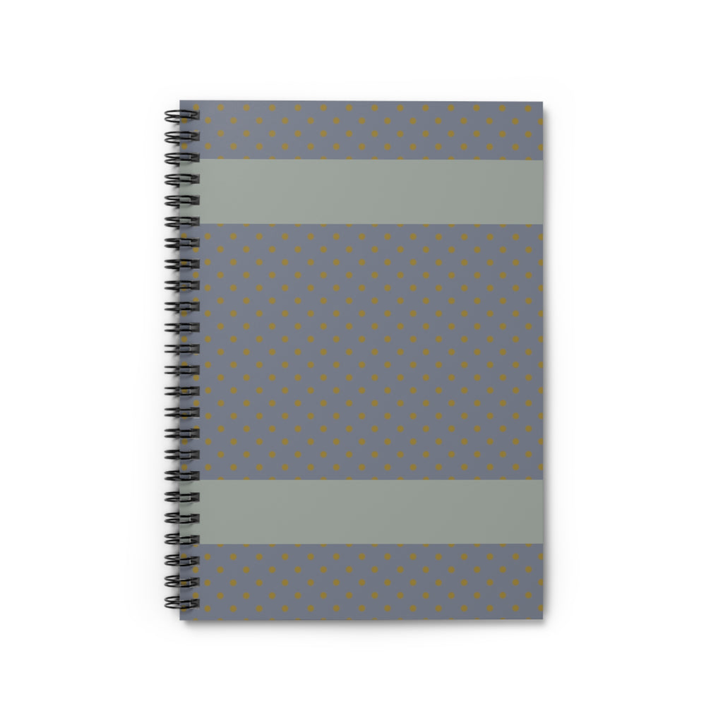 Grey Polka Dot Spiral Notebook – a compact writing notebook featuring a minimal dot pattern, perfect for back to school and everyday journaling. This gray notebook is ideal as a gift for students or as a work planner, offering lined pages for organized notes.