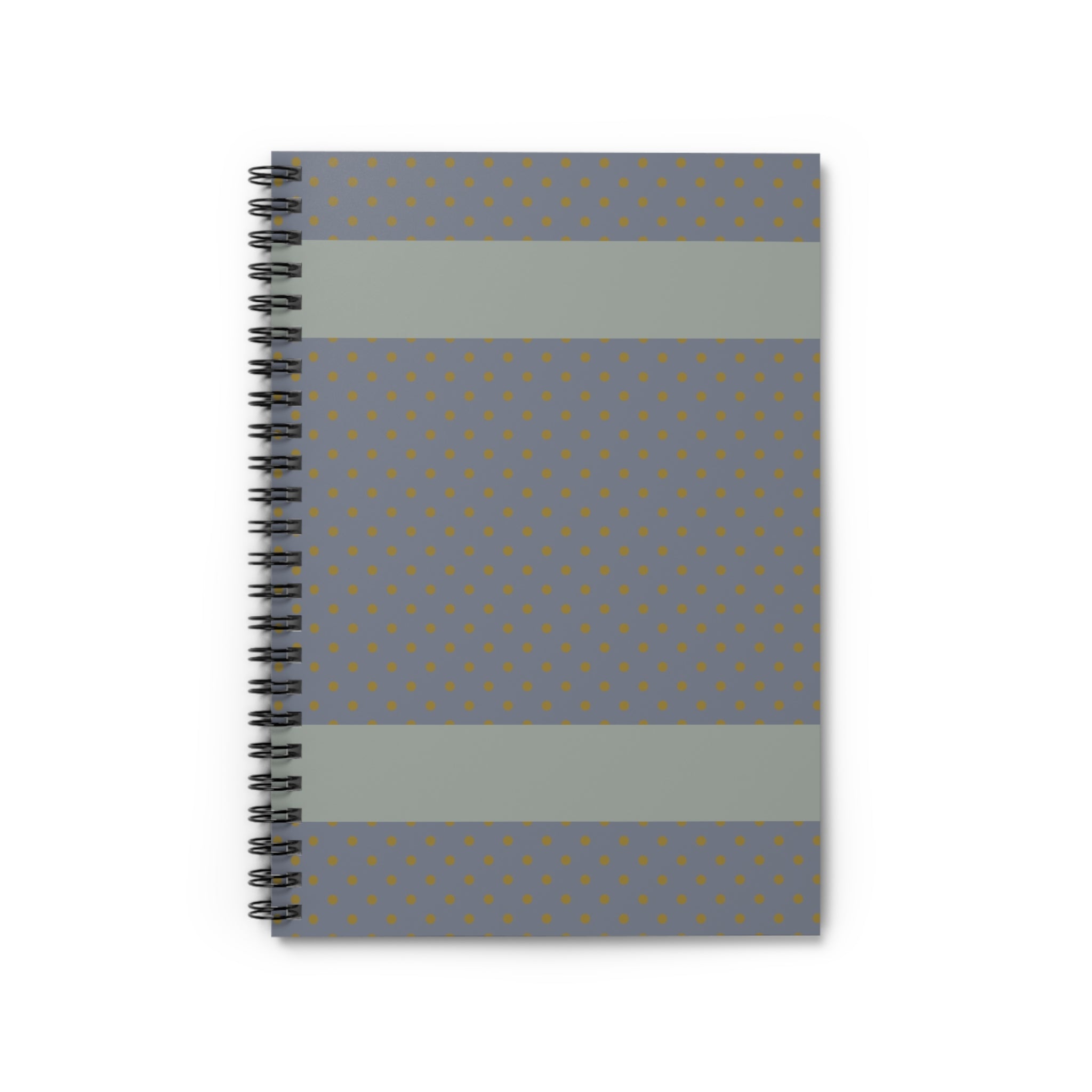 Grey Polka Dot Spiral Notebook – a compact writing notebook featuring a minimal dot pattern, perfect for back to school and everyday journaling. This gray notebook is ideal as a gift for students or as a work planner, offering lined pages for organized notes.
