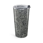 20oz Stainless Travel Tumbler showcasing an elegant abstract black and white design by Printify. This dishwasher safe tumbler is an exquisite choice for an office water cup or as a thoughtful gift for her, blending style and practicality for everyday use.