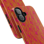 Tough Phone Case — Vibrant Tropical Herringbone Pattern, impact resistant iphone 17 case exploded construction view