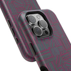Slim Protective iPhone 16 ProMax Case With MagSafe, Dual-Layer Plum Geometric Design