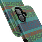 Geometric Green Wireless Charging iPhone 16 Pro Max Case - Impact-Resistant Dual-Layer
