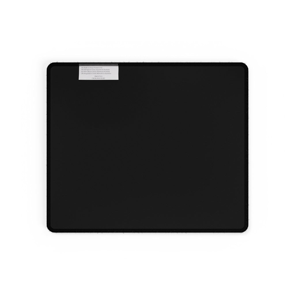 Geometric Teal Desk Mat — Large Patterned Mousepad for Office & Gaming, gaming desk mat underside showing the textured black rubber grip and stitched edge