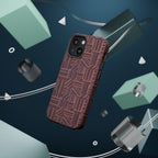 MagSafe Impact Resistant Phone Case - Geometric Brown Pattern, Dual-Layer Protection, precise bottom port cutouts; impact resistant iphone 17 pro max case