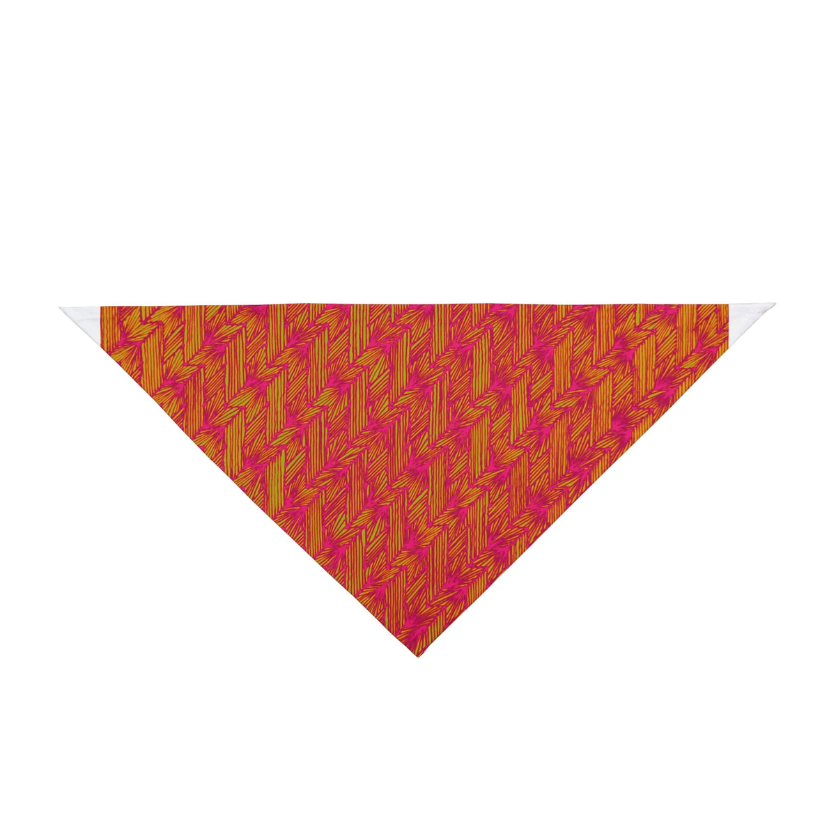Autumn Herringbone Pet Bandana – Orange & Pink Fall Pattern, featuring a vibrant woven design perfect for a stylish fall pet bandana.