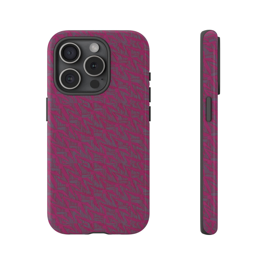 Pink Textured Tough Phone Case — Protective Slim iPhone Cover, durable wireless charging case