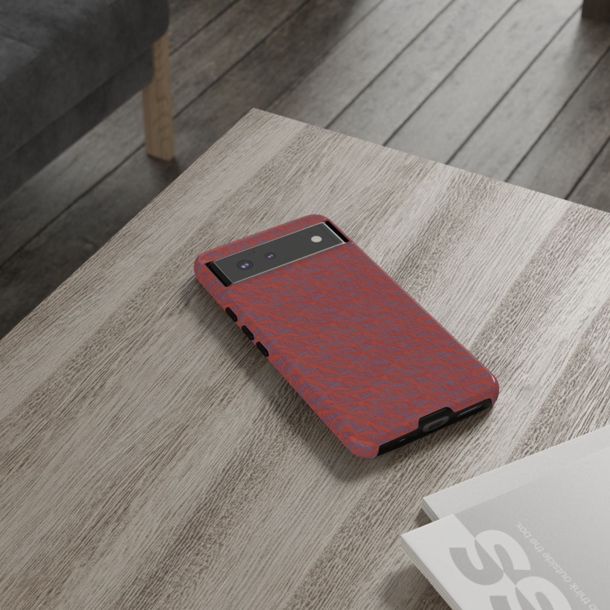 Wireless Charging iPhone 17 ProMax Case – Rugged Red Pebble Texture Shockproof Cover