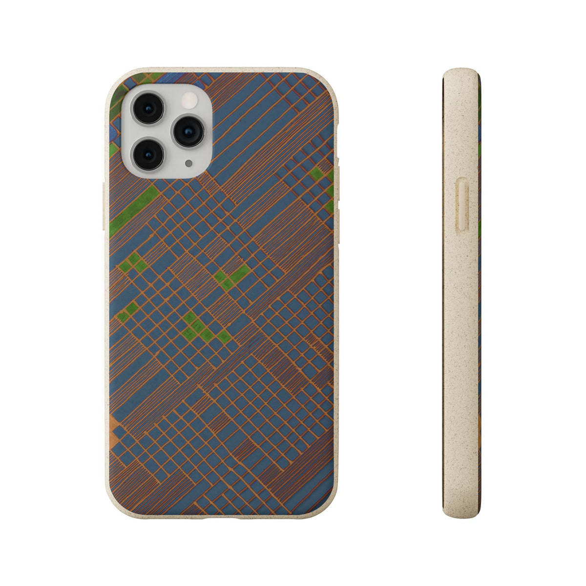 Biodegradable Phone Case — Earthy Geometric Plaid Eco-Friendly Cover, eco friendly phone case product image