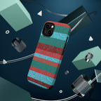 Striped Teal & Coral Magnetic Impact Phone Case rear shell for everyday protection, Fractyl magsafe compatible iphone 18 pro max case