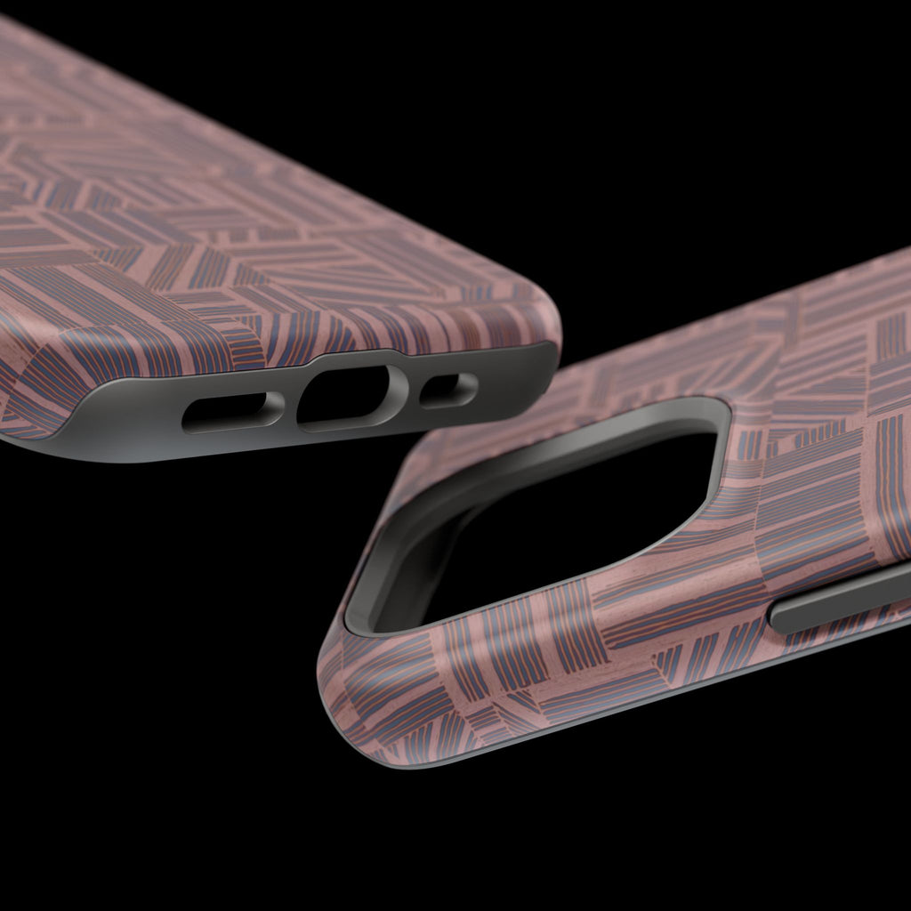 Impact Resistant Iphone 17 Pro Max Case - MagSafe Dual-Layer Geometric Brown Design