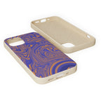 Biodegradable Marble Swirl Phone Case — Purple & Orange Eco-Friendly Protective Cover, rear view highlighting the marbled artwork; protective biodegradable case _CASETiFY5 alternative.