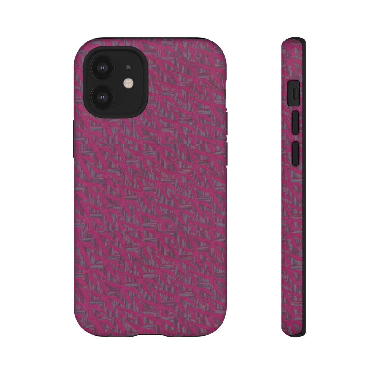 Pink Textured Tough Phone Case — Protective Slim iPhone Cover, durable wireless charging case